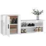 Pantofar, alb extralucios, 130x35x54 cm, lemn prelucrat