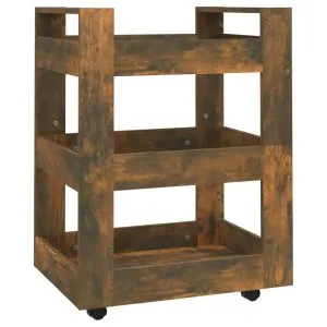 Cărucior de bucătărie stejar fumuriu 60x45x80 cm lemn prelucrat