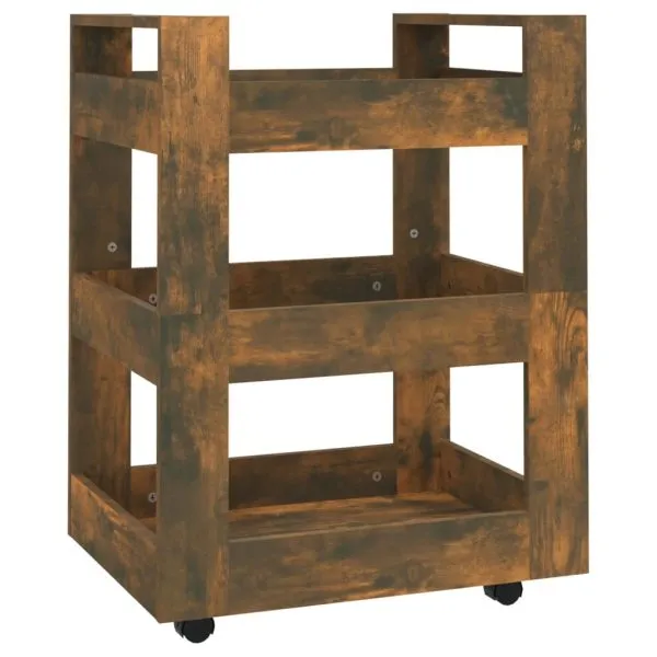Cărucior de bucătărie stejar fumuriu 60x45x80 cm lemn prelucrat