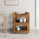 Cărucior de bucătărie stejar fumuriu 60x45x80 cm lemn prelucrat