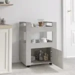 Cărucior de bucătărie gri beton 60x45x80 cm lemn prelucrat