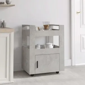 Cărucior de bucătărie gri beton 60x45x80 cm lemn prelucrat