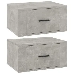 Noptiere de perete, 2 buc., gri beton, 50x36x25 cm