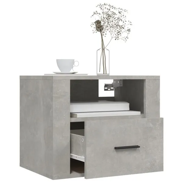 Noptiere de perete, 2 buc., gri beton, 50x36x40 cm