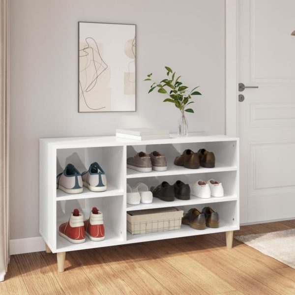 Pantofar, alb extralucios, 102x36x60 cm, lemn compozit