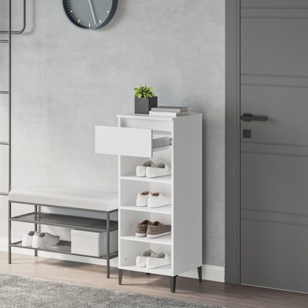 Pantofar, alb, 40x36x105 cm, lemn prelucrat