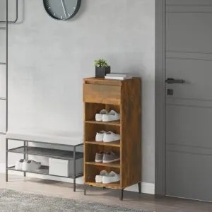 Pantofar, stejar fumuriu, 40x36x105 cm, lemn prelucrat