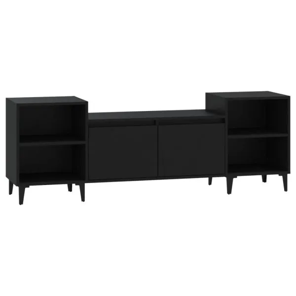 Comodă TV, negru, 160x35x55 cm, lemn prelucrat