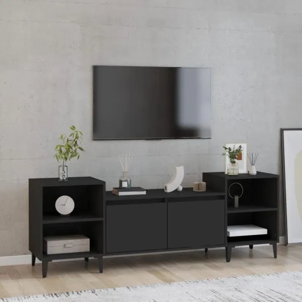 Comodă TV, negru, 160x35x55 cm, lemn prelucrat
