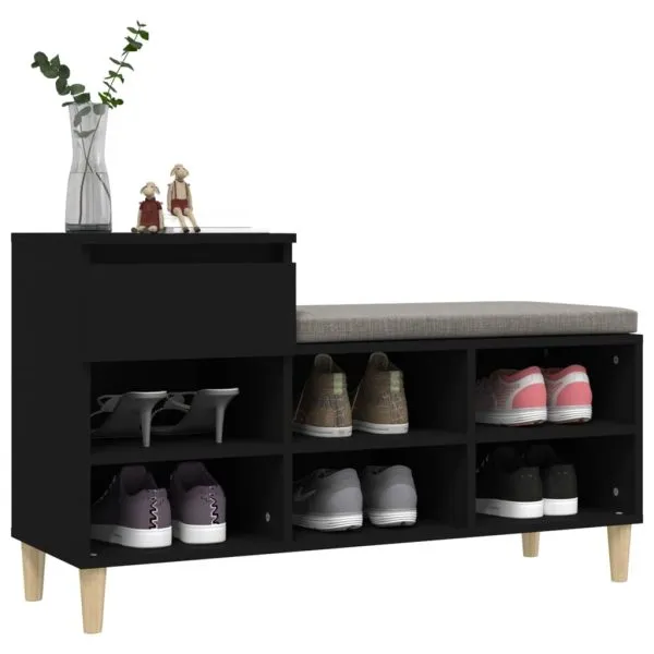 Pantofar, negru, 102x36x60 cm, lemn compozit