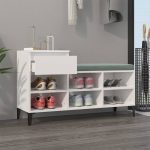 Pantofar, alb extralucios, 102x36x60 cm, lemn compozit