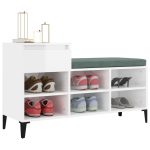 Pantofar, alb extralucios, 102x36x60 cm, lemn compozit