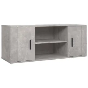 Comodă TV, gri beton, 100x35x40 cm, lemn prelucrat