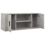 Comodă TV, gri beton, 100x35x40 cm, lemn prelucrat