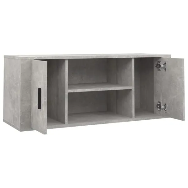 Comodă TV, gri beton, 100x35x40 cm, lemn prelucrat