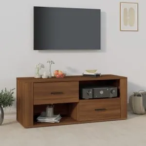 Comodă TV, stejar maro, 100x35x40 cm, lemn prelucrat