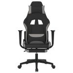 Scaun de gaming cu suport picioare, negru/gri deschis, textil