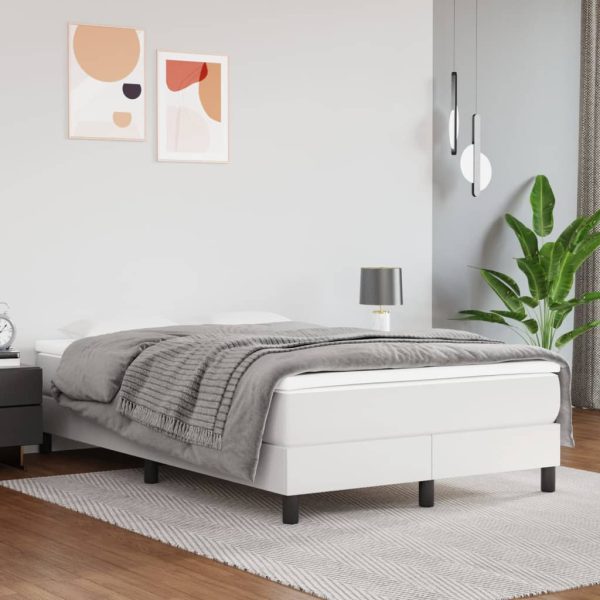 Cadru de pat, alb, 120×200 cm, piele ecologică