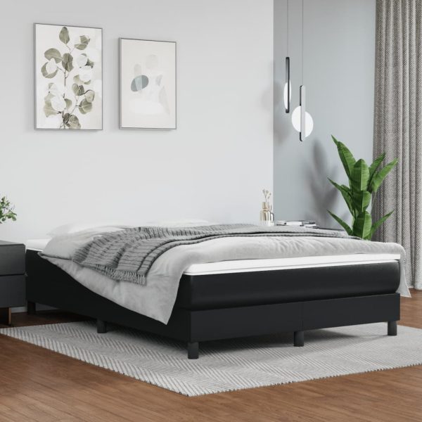 Cadru de pat, negru, 140×190 cm, piele ecologică