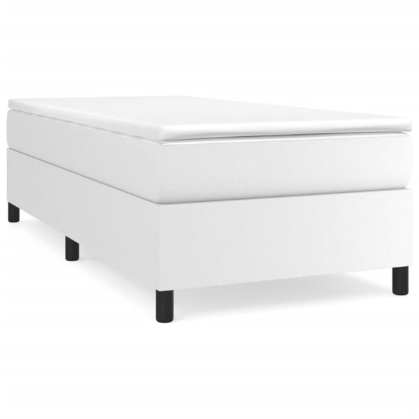Cadru de pat, alb, 90×190 cm, piele ecologică