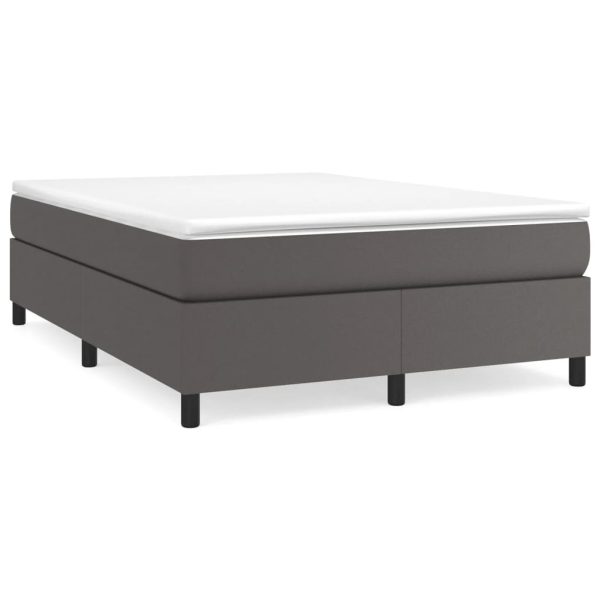 Cadru de pat, gri, 140×190 cm, piele ecologică