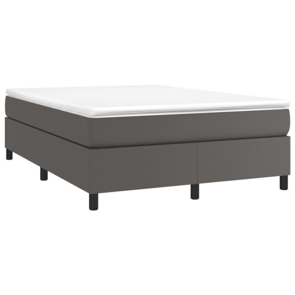 Cadru de pat, gri, 140×190 cm, piele ecologică