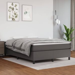 Cadru de pat, gri, 140×200 cm, piele ecologică