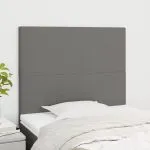 Tăblii de pat, 2 buc, gri închis, 100x5x78/88 cm, textil