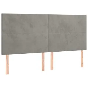 Tăblii de pat, 4 buc, gri deschis, 80x5x78/88 cm, catifea