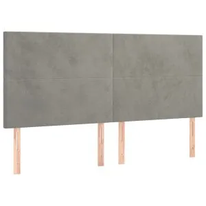 Tăblii de pat, 4 buc, gri deschis, 90x5x78/88 cm, catifea