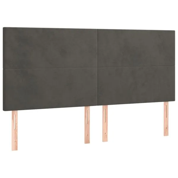 Tăblii de pat, 4 buc, gri închis, 100x5x78/88 cm, catifea