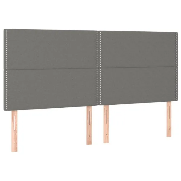Tăblii de pat, 4 buc, gri închis, 80x5x78/88 cm, textil