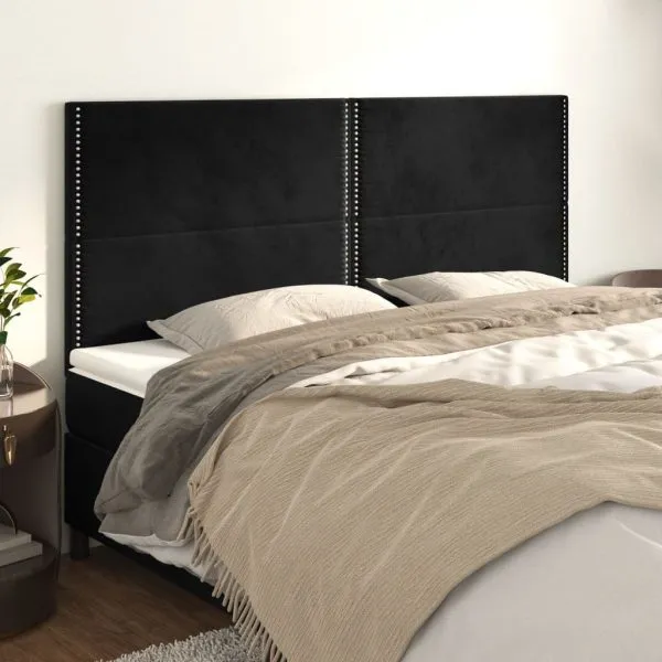 Tăblii de pat, 4 buc, negru, 90x5x78/88 cm, catifea