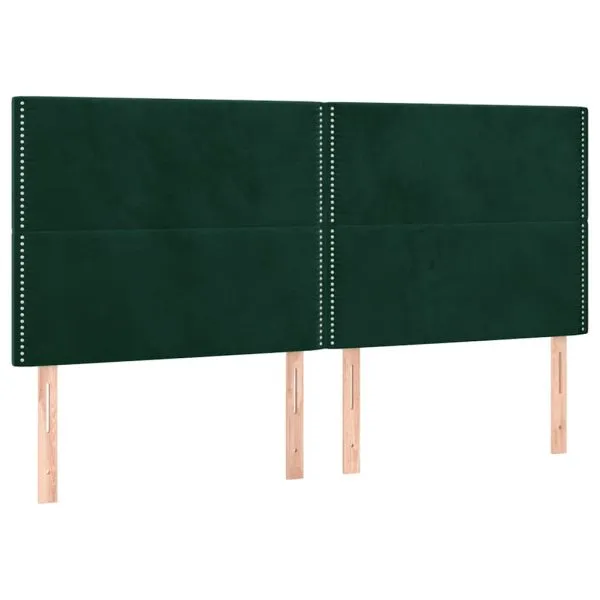 Tăblii de pat, 4 buc, verde închis, 100x5x78/88 cm, catifea