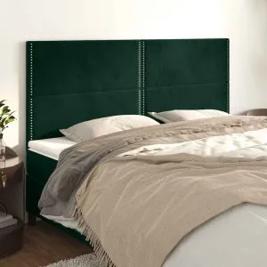 Tăblii de pat, 4 buc, verde închis, 100x5x78/88 cm, catifea