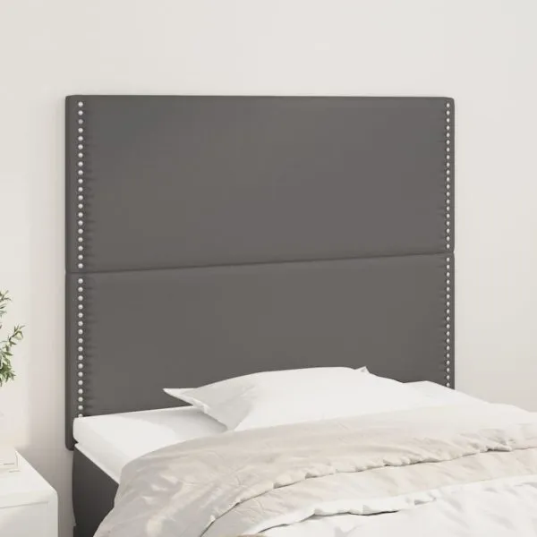 Tăblii de pat, 2 buc, gri, 80x5x78/88 cm, piele ecologică
