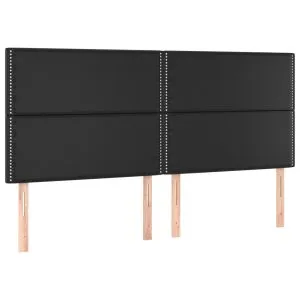 Tăblii de pat, 4 buc, negru, 90x5x78/88 cm, piele ecologică