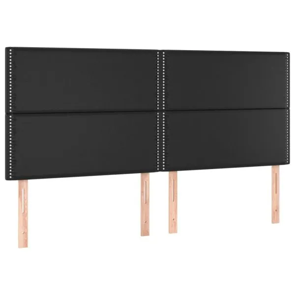 Tăblii de pat, 4 buc, negru, 90x5x78/88 cm, piele ecologică