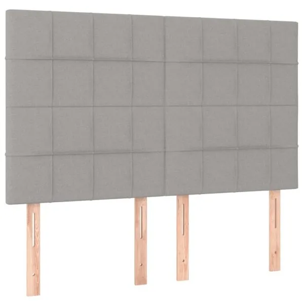 Tăblii de pat, 4 buc, gri deschis, 72x5x78/88 cm, textil