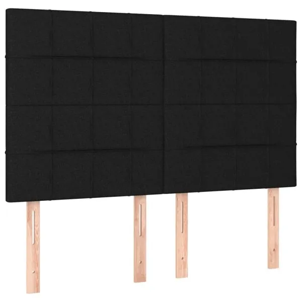 Tăblii de pat, 4 buc, negru, 72x5x78/88 cm, textil