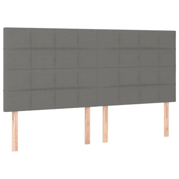 Tăblii de pat, 4 buc, gri închis, 90x5x78/88 cm, textil