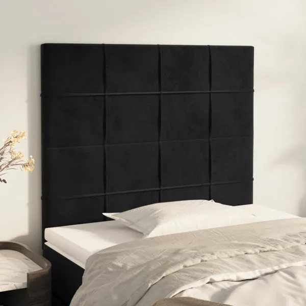 Tăblii de pat, 2 buc, negru, 90x5x78/88 cm, catifea