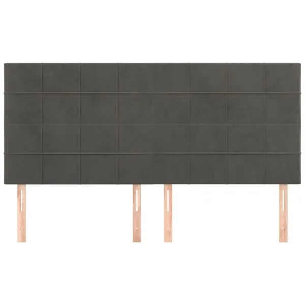 Tăblii de pat, 4 buc, gri închis, 80x5x78/88 cm, catifea
