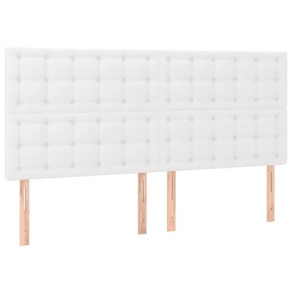 Tăblii de pat, 4 buc, alb, 100x5x78/88 cm, piele ecologică