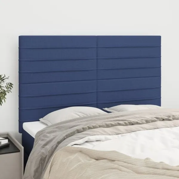 Tăblii de pat, 4 buc, albastru, 72x5x78/88 cm, textil