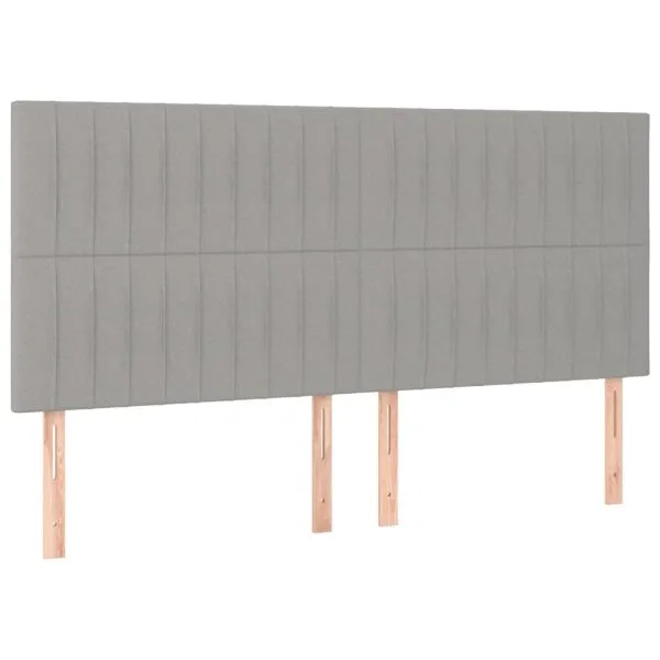 Tăblii de pat, 4 buc, gri deschis, 90x5x78/88 cm, textil