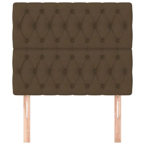 Tăblii de pat, 2 buc, maro închis, 100x7x78/88 cm, textil