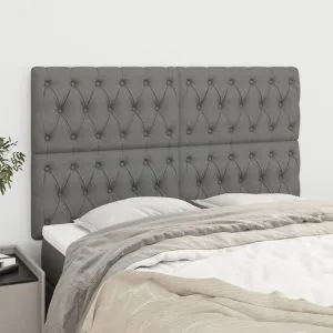 Tăblii de pat, 4 buc, gri închis, 80x7x78/88 cm, textil