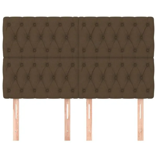 Tăblii de pat, 4 buc, maro închis, 80x7x78/88 cm, textil