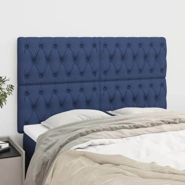 Tăblii de pat, 4 buc, albastru, 80x7x78/88 cm, textil